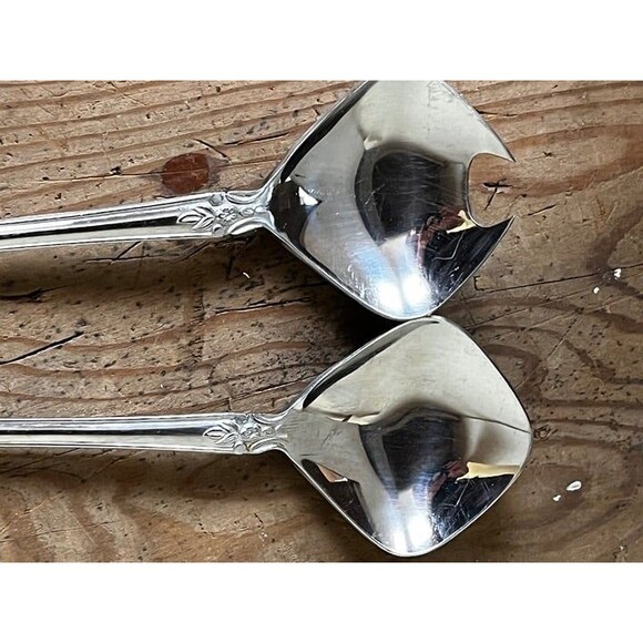 ✨ Vintage MCM Flatware "Springtime" / Stainless Salad Serving Set From Japan - Picture 1 of 11